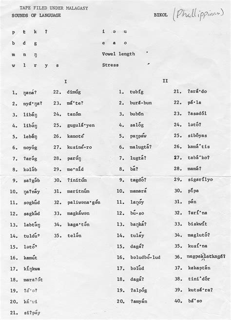 Bicolano Words .